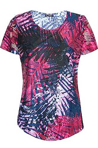 Fashion Star Womens Tropical Printed Casual Cap Sleeve Basic Jersey Summer Beach T Shirt