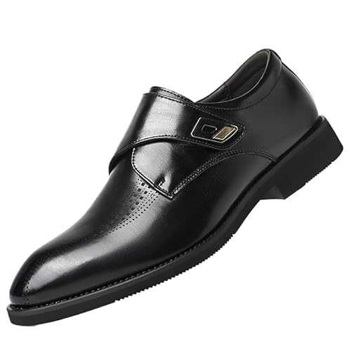 Men's Leather Brogue Wingtip Oxford Shoes, Classic Formal Dress Slip-On Shoes for Business, Wedding & Special Occasions, Pointed Toe Retro Style