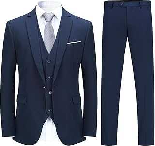 YOUTHUP Mens 3 Piece Suit 1 Button Slim Fit Business Wedding Tuxedo Suits Blazer Waistcoat and Pants