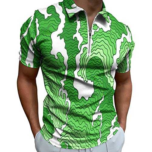 NQyIOS Polo Shirts for Men Adult St Patrcks Day T-Shirts Green Men's Polos Clover Printed Short Sleeve Lightweight Golf Tennis Shirts Casual Irish Lucky Shamrock Shirts Collared Tops Work Shirts