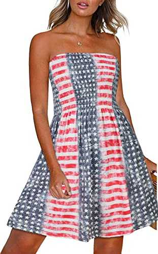 CHICGAL Women's Strapless Maxi Dresses for Summer Vacation Sundress Ruffle Long Beach Cover Ups