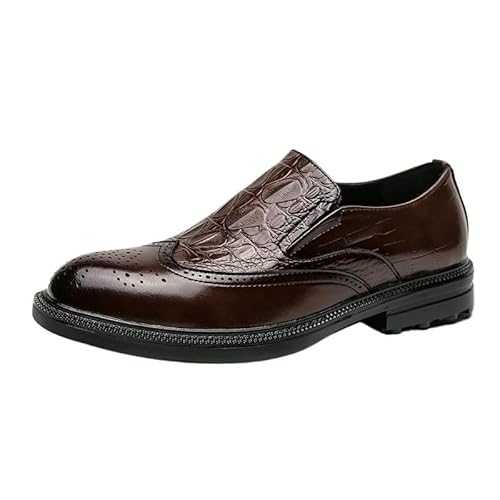 Oxford Dress Shoes for Men New Men's Dress Oxford Shoes - Crocodile Embossed Lace-up Business Loafers, Formal Leather Shoes for Men, Stylish & Comfortable Office Dress Shoes(Marrone,10 UK)