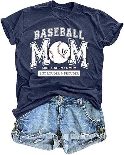 Baseball Shirt for Women Baseball Mama Graphic Tshirt Sport Mom Tee Funny Short Sleeve Letter Tees Mom Gift Tops