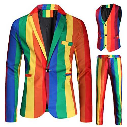 Men's Three-piece Sets Fashion Casual Printed Coat Vest Pants Suit Formal Work Soft Suit Winter Windeproof Set Male Wedding Prom Suit