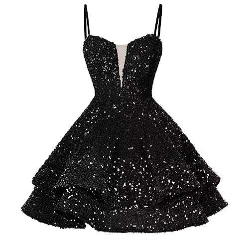 RSOETOO Sequin Short Homecoming Dress for Teen Sparkly Prom Dress Sweet 16 Photo Shoot Cocktail Gowns RO058