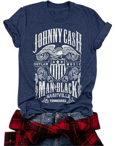 Women Crew Neck Vintage Graphic Tees Summer Short Sleeve Loose Country Music Party Retro Tee Tops