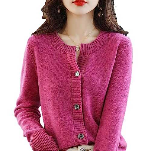 Women's Autumn and Winter Cashmere Sweater Cardigan Casual Round Neck Long-Sleeved Cardigan Warm Outdoor Top