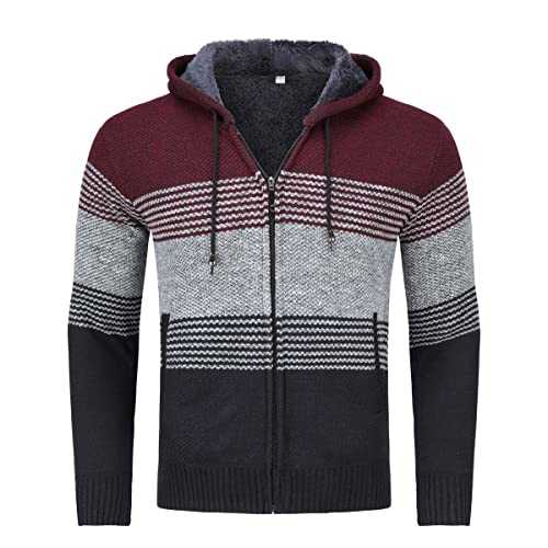 Mens Knitted Cardigan Hoodie Sweater Chunky Knitwear Jumper Full Zip Autumn Winter Coat