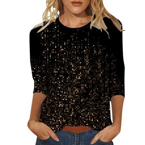 Sparkly Tops for Women UK Sparkly Sequin Long Sleeve Fashion Off Shoulder Party Blouse 3/4 Sleeve Evening Tops Sparkly Jumpers Party Tops for Women UK