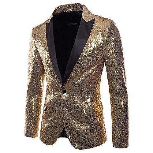 Mens Shiny Sequin Suit Jacket | Tuxedo Jackets For Men Uk Dress Jackets Lapel Formal Jackets Party Costume Dinner Jacket Multi-Pocketed Blazer Sober And Stylish Lounge Jacket Single-Breasted Jacket