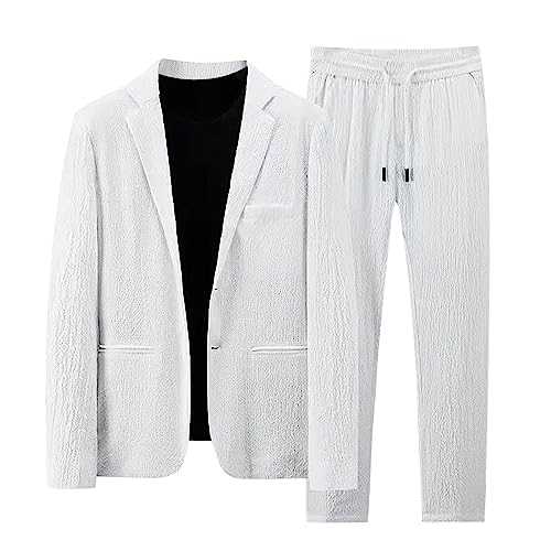 Men's Regular Fit Jacket Suit One Button Men's Suits Slim Fit 2-Piece Modern Suits Blazer Suit Trousers for Wedding Business Party M-4XL