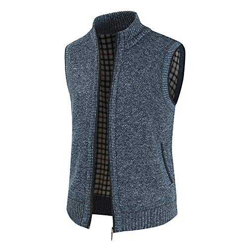 Mens Wool V-Neck Gilet Sleeveless zipper Vest Waistcoat Classic Gentleman Knitwear Cardigans Knitted Sweater Tank Tops with Buttons Men’s Cashmere Wool Relax Fit V-Neck Sweater with zipper