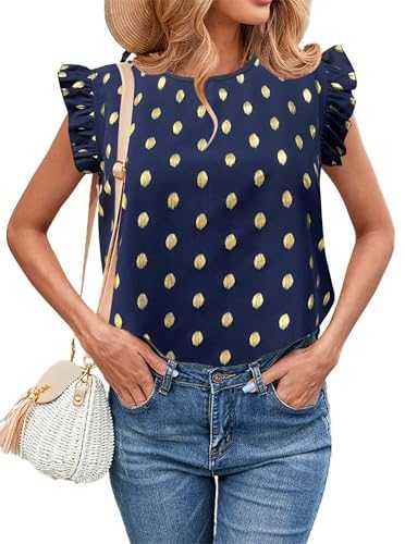 Avanova Women's Ruffle Sleeve Leopard Printed Babydoll Blouse Tops Casual T Shirt