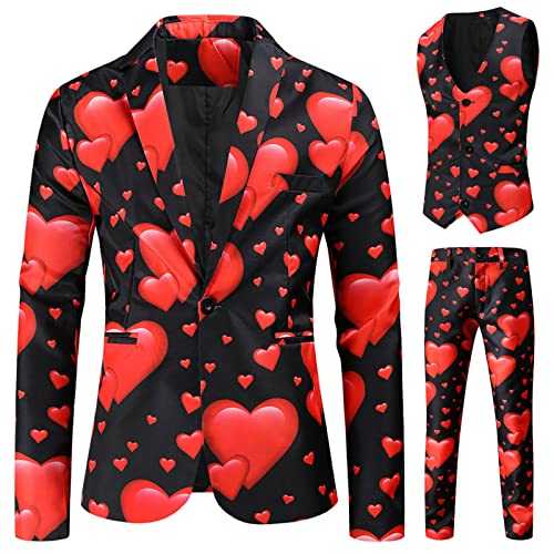 Men Suits Fashion Casual 3 Piece Suit Printed Coat Vest Pants Suit Soft Comfortable Vest Pant 3 Piece Sets Suit Jacket and Pants