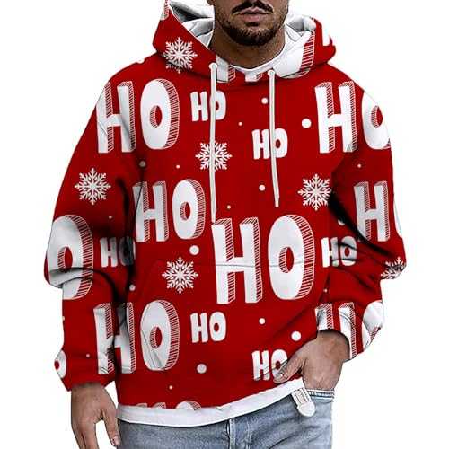 NQyIOS Men's Merry Christmas Jumper Santa Snowman Rudolf Reindeer Print Merry Xmas Snowflake Long Sleeve Crew Neck Pullover Sweater Tops Athletic Running Gym Workout Shirts Christmas Party Outfit Men