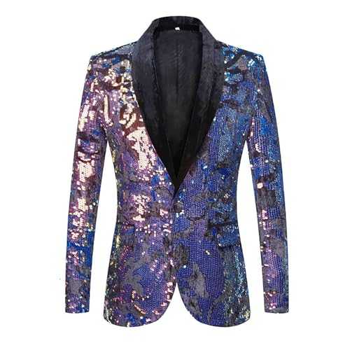 Mens Modern Fit Suit Male Prom Party Suit Solid Color Fashion Sequin Slim Fit Long Sleeve Youth Lapel Casual Tuxedo Outfit for Men