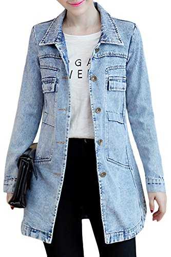 sandbank Women's Cute Slim Fit Lightweight Jean Denim Cotton Jacket Coat Outwear