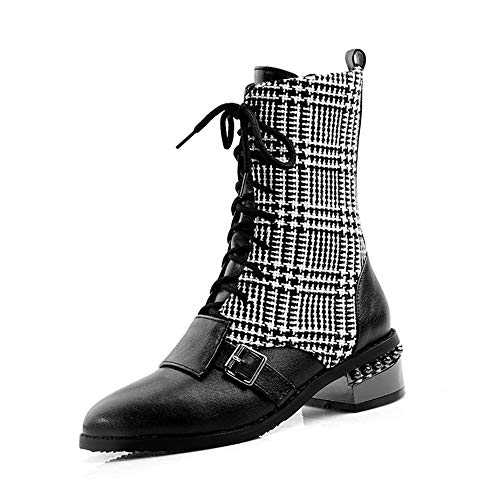 StyliShoes Women Ankle Boots with Low Chunky Heel and Lace-up