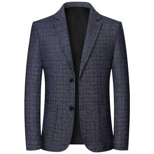 Men's Suits Printed Single-breasted Plaid Turn-Down Collar Casual Suit Men's Coats Slim Fitted Suits Two Button Gentleman Suit Pocket V Neck Suit