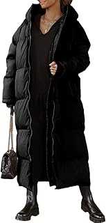 Shanfetl Women's Winter Puffer Jacket, Blue, Large, Long Sleeve, Hooded, Quilted Coat with 2 Welt Pockets