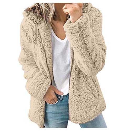 TTNTTR Womens Winter Soft Teddy Hooded Jumper Hoody Warm Fluffy Zip Coat Fleece Hoodies Jacket Overcoat Cardigan Soft Sherpa Fleece Jacket for Women UK