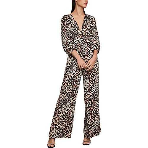 BCBGMAXAZRIA Women's Leopard Jumpsuit Dress, Neutral-Classic, X-Large
