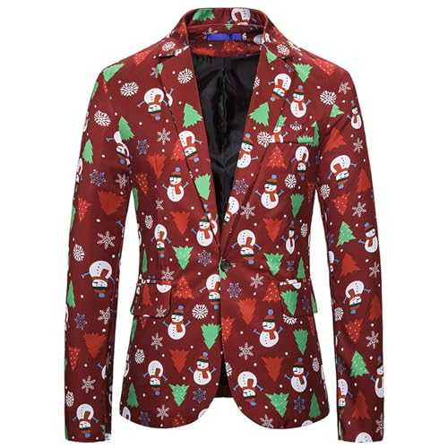 Homecoming Suits for Court Men's Fashion Casual Christmas Printed Suit Top Blouse Express Suits Men