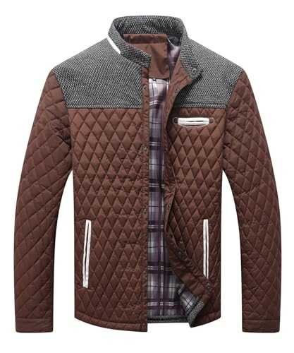 HYPESTFIT Mens Diamond Quilted Puffer Down Jacket Casual Lightweight Windbreaker Cargo Outwear