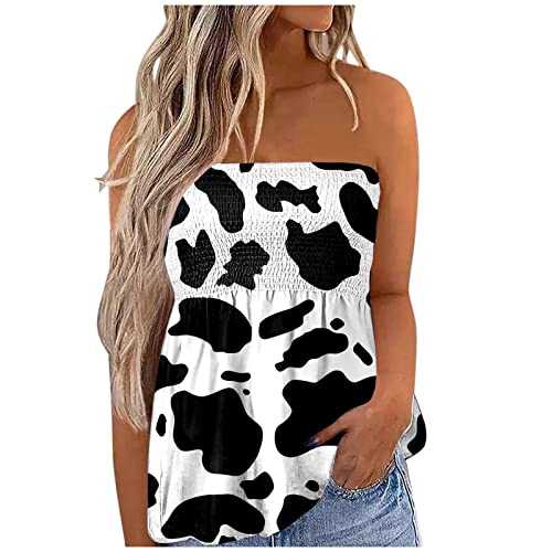 Bandeau Tops Women Summer Strapless Tube Tops Sleeveless Vest Butterfly Top Tunic T Shirts Pleated Blouses Flowy Tank Vest Shirt Loose Casual Blouses Dressy T Shirts Sale Clearance