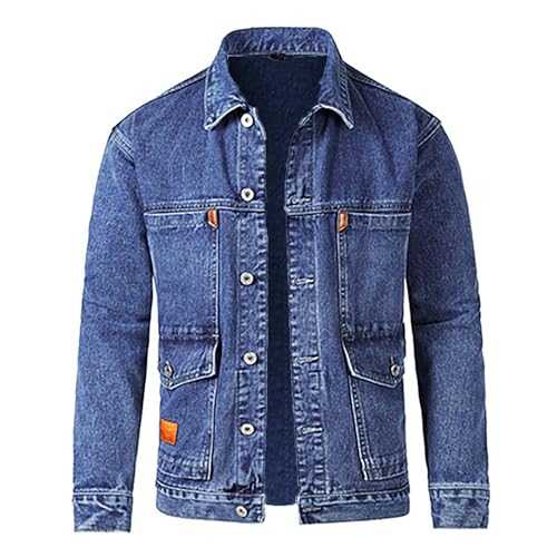 Cocila Mens Quilted Jacket Casual Long Sleeve Turn Down Collar Solid Denim Jacket Coat Mens Black Overcoat Wool Cashmere Men'S Winter Jacket Waterproof Lightweight Poncho