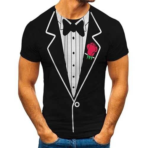 Polyester T Shirt Men's T-Shirt Suit Fake Two 3D Printed Men's Slim Top