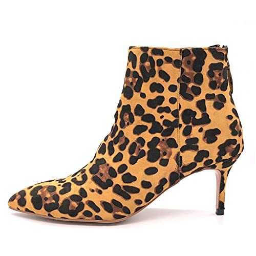Women's Stylish Pointed Toe Elegant Low Kitten Heel Ankle Boots Zipper Autumn Winter Stiletto Boots