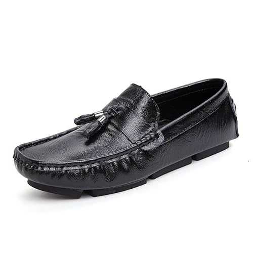 New Mens Shoe Men's Loafers Shoes Moccasins Leather Driving Loafers with Tassel Anti-Slip Flat Heel Flexible Wedding Walking Slip-on