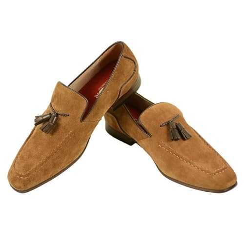 AZOR Bruno Men's Handmade Bruno Suede Tassel Loafer with Slip-On Shoes Elevate Your Casual Look