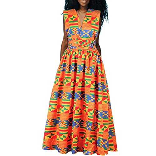 AMDOLE Women's Summer Dresses African Women's Print DIY Multi Wearing Sexy Strap Dress Middle Split Mop Skirt Women Dresses