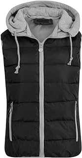 YOUTHUP Women's Quilted Gilet with Hood Thick Casual Body Warmer Full Zip Sleeveless Jacket