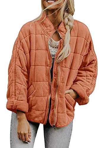 YMING Ladies Loose Short Winter Quilted Cotton-padded Warm Jacket Stand-up Collar Zipper Coat With Pockets Solid Jacket