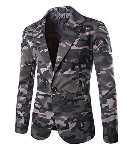 Men's Casual Camo Slim Fit Suit Jacket Coat Notched Lapel Blazer Tops