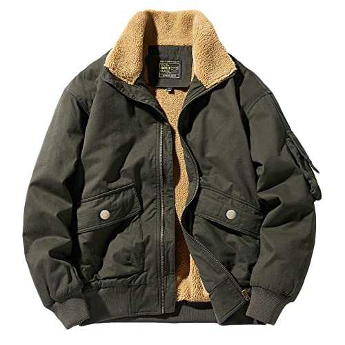 HAOLEI Mens Coats and Jackets Winter Sale Clearance,Fleece Lined Jacket for Men Warm Sherpa Teddy Coat Plain Multi Pockets Cargo Jacket Casual Outerwear Bomber Trucker Jacket Coat UK Size 8-22