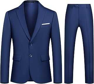 Autsel Mens Suits 2 Piece Slim Fit Two Buttons Business Wedding Formal Dinner Tuxedo Classic Suit Blazer Trousers