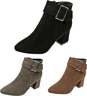 Wide Fit Suede Ankle Boots for Women Low Heel Ankle Shoe Boots Warm Winter Ankle Boots Waterproof Slip On Outdoor Warm Ankle Boots for Formal Work Occasion