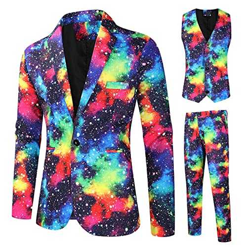 Three-Piece Suit Men's Floral Blazer Slim Fit 1 Button Tuxedo Dinner Jacket Elegant Party Dinner Suit Jacket Fashion Casual Printed Coat Vest Pants Suit