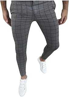 MILAX Men's Casual Trousers, Checked Business Trousers, Chino Streetwear, Long Trousers, Sports Trousers, Sweatpants, Slim fit, Men's Checked Business Trousers