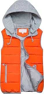 OMZIN Women's Autumn Quilted Puffer Vest with Pockets Thicken Winter Sleeveless Zipper Short Coat with Hood