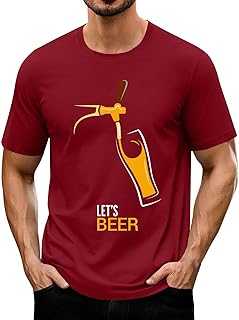 Mens T Shirts XL Let's Beer Graphic Shirt Beer Day Crewneck Short Sleeve Tops Oktoberfest Outfit