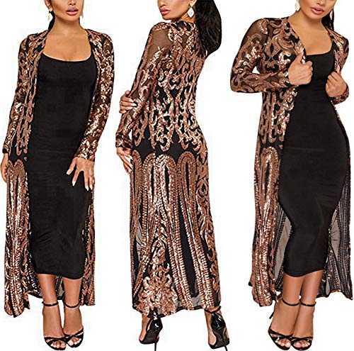 PROMLINK Sequin Cardigans Duster Sparkly Blazer Jackets Long for Women Evening