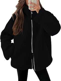 Womens Warm Casual Fleece Jacket Oversized Loose Fit Shearling Winter Teddy Coat for Women Long Sleeve Zipper Outwear with Pocket