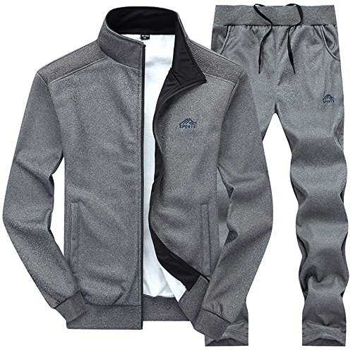 donhobo Mens Tracksuit Set Contrast Cord Jogging Bottoms Hoodies Zip Trousers Gym Sports Suit Sets Joggers Pants Zipper Pockets