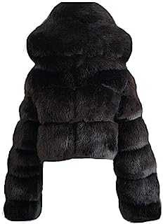 Faux Fur Coat for Women UK Teddy Bear Coat Winter Coats Lapel Zip Up Short Artificial Plush Parka Peacoats Winter Warm Bubble Coat Cropped Fluffy Puffer Overcoat Outwear Fleece Jacket