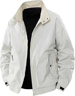 YOSUWOAI Men's Coat Spring Autumn Stand-Up Collar Casual Workwear Jacket Outdoor Oversize Leisure Jacket Retro Long Sleeve Sports Jacket Loose Fit Work Jacket Loose Running Jacket